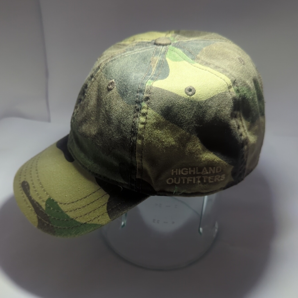 Vtg Highland Outfitters Outdoor Equipment Green Camo Baseball Hat Cap Adjustable